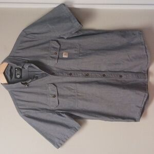 Carhartt Cotton Short Sleeve Button-Down Chambray Blue/Gray Shirt Size M